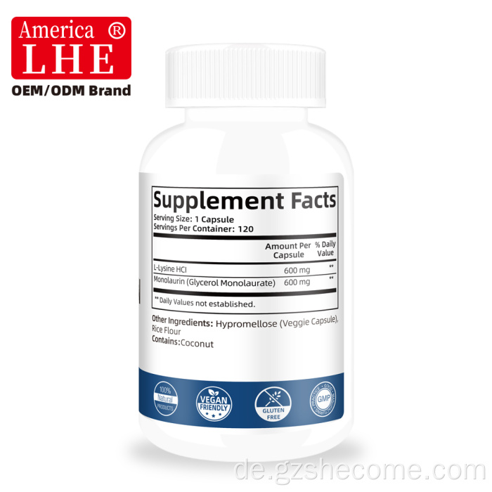 Neu eingetroffene L-Lysin-Kapseln mit Monolaurin